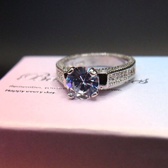 2 Piece Light Blue Main Stone, Bridal / Wedding set. Solid 925 Sterling Silver - Picture 12 of 13